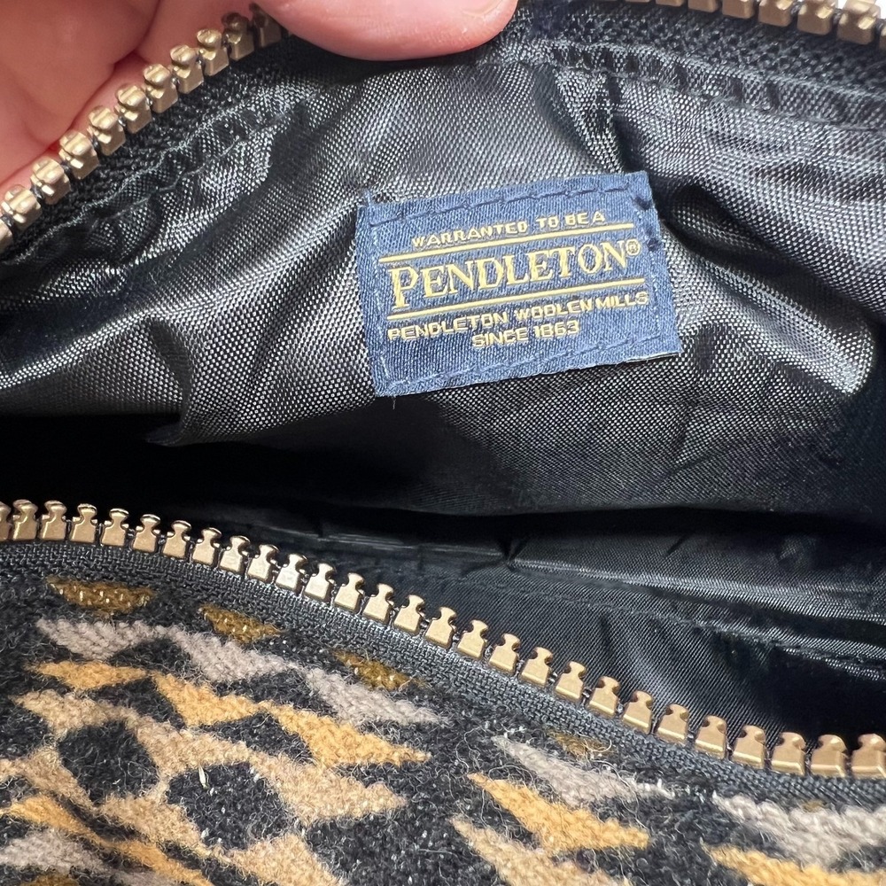 Pendleton Harding Oxford Mix Wool Dopp Bag Leather Strap Crossbody Purse - Picture 12 of 16
